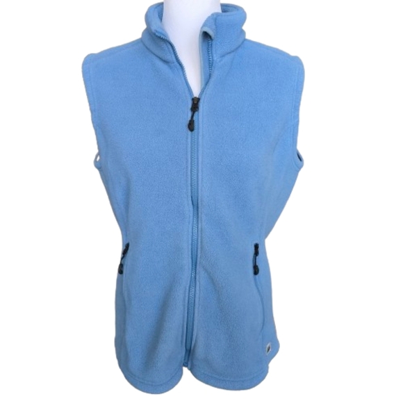 Women's Eastern Mountain Sports Light Blue Fleece Vest EUC Large - Picture 1 of 9